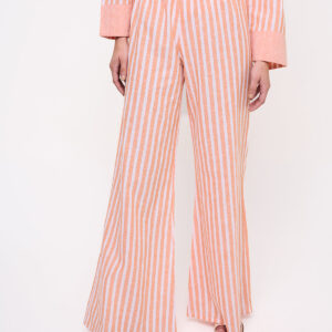 Peach Striped Flared Trousers