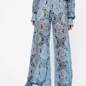 Pacifico Print Loose Cut Trousers Blue