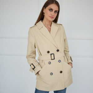 Short Trench Coat Light Beige