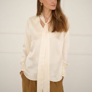 Silk Blouse With a Sash Ecru