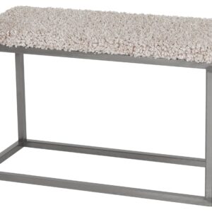 Skinnwille, Palle stool L Lumme Faux fur/Steel 80x35x50 Sand/Steel