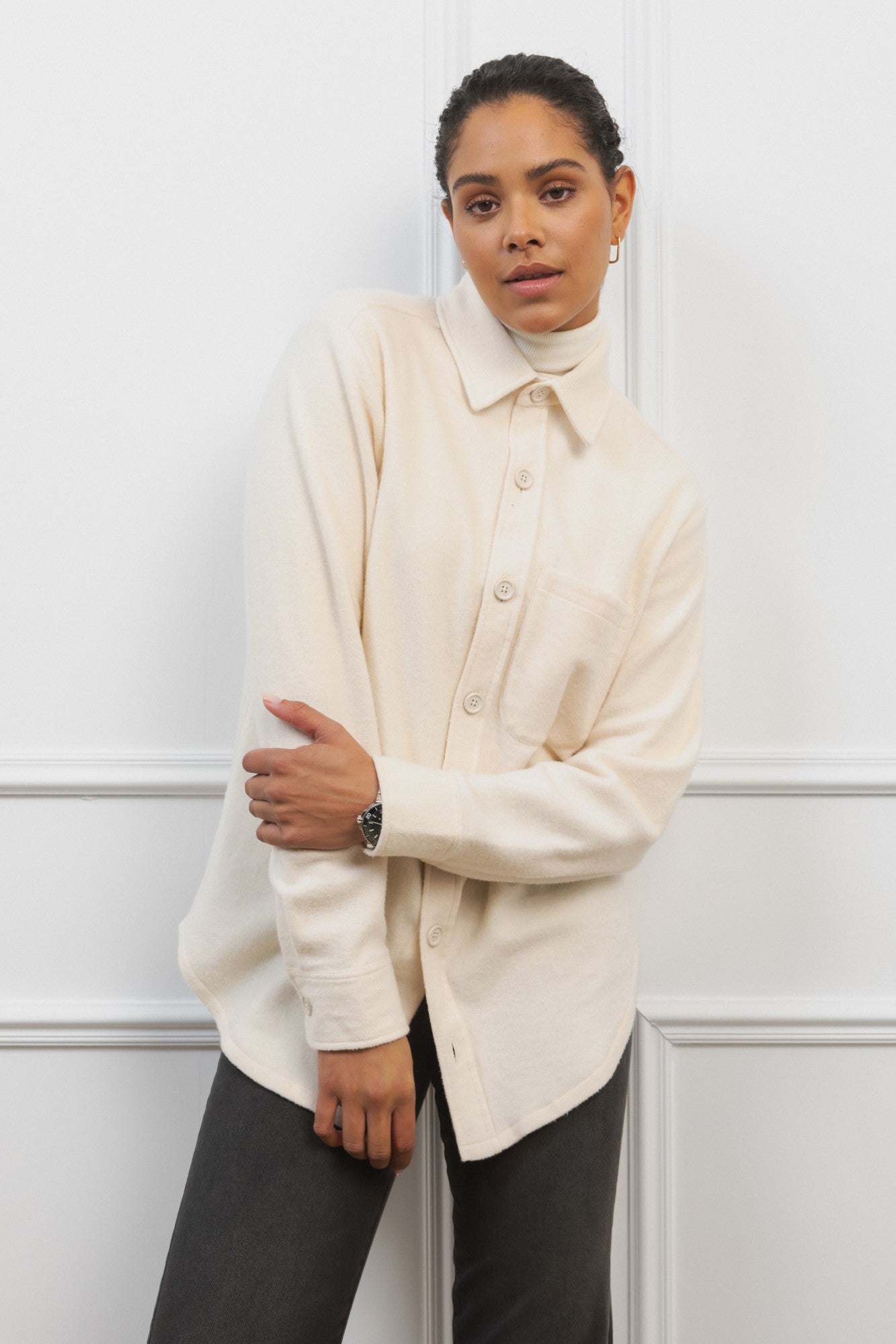 Noord Fleece Overshirt Luonnonvalkoinen