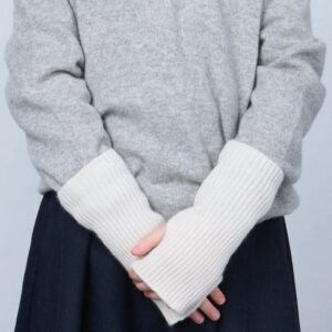 Kids Ribbed Cashmere Hand Warmers Ivory