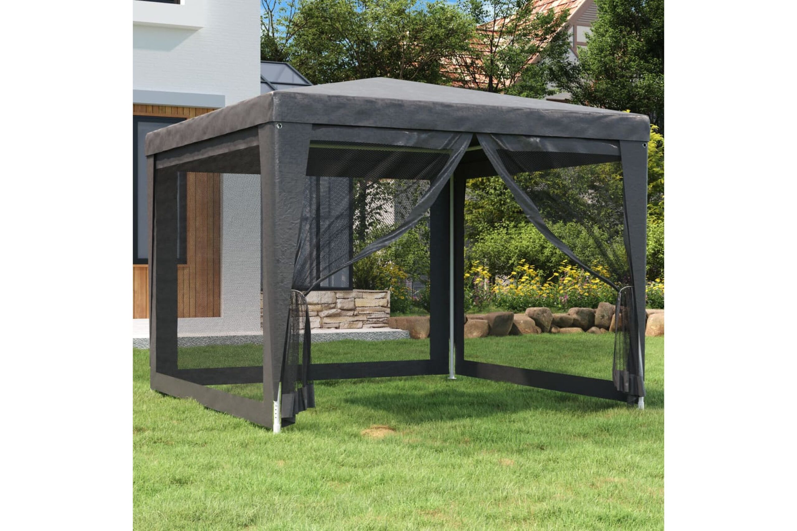 beBasic Juhlateltta 4 verkkosivuseinää antrasiitti 3x3 m HDPE - Antrasiitti