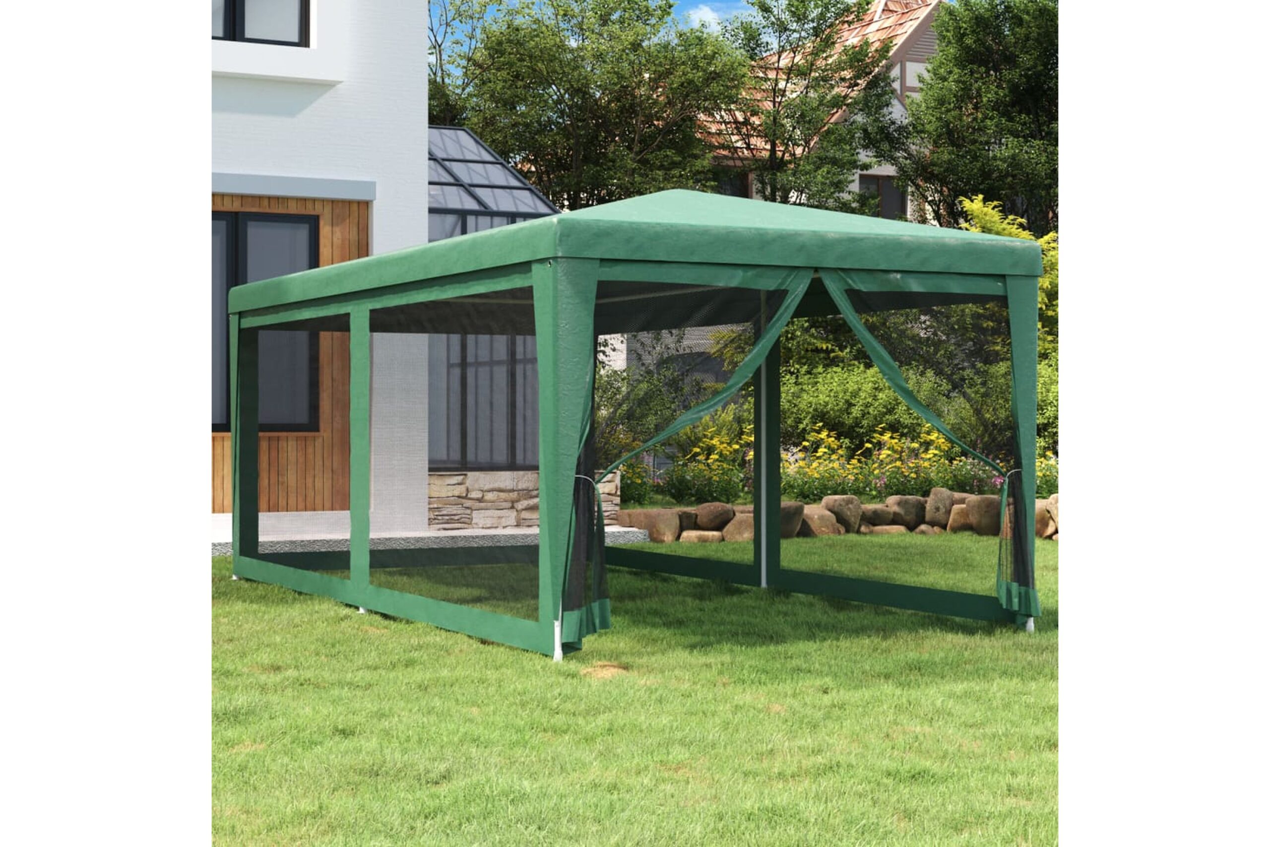 beBasic Juhlateltta 6 verkkosivuseinää vihreä 3x6 m HDPE - VihreÃ<br>