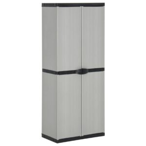 beBasic Puutarhan varastokaappi 3 hyllyä musta ja harmaa 68x40x168 cm - Harmaa