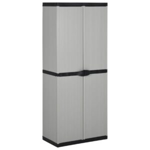beBasic Puutarhan varastokaappi 3 hyllyä mustaharmaa 68x40x168 cm - Harmaa