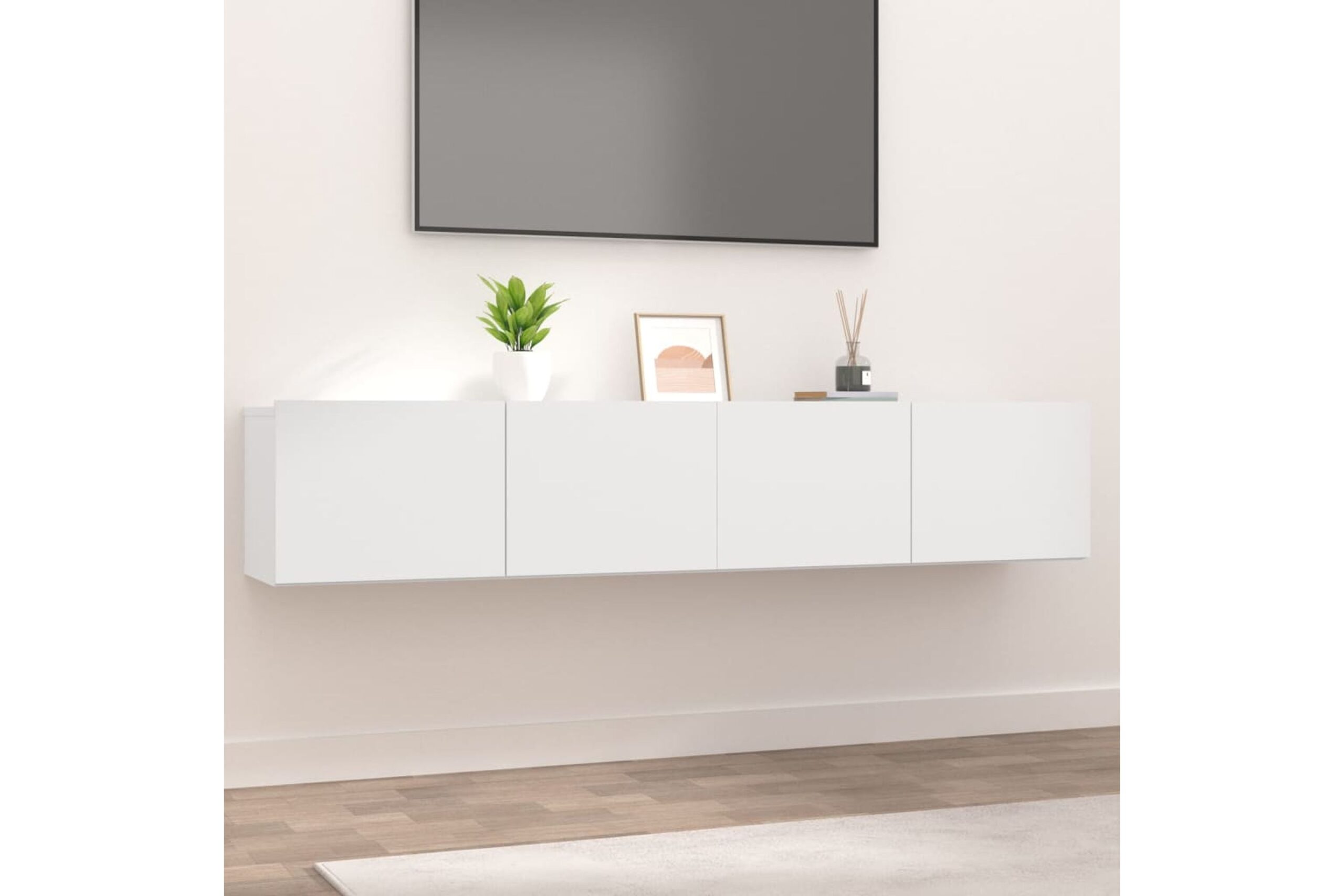 beBasic TV-tasot 2 kpl valkoinen 80x30x30 cm tekninen puu - Valkoinen