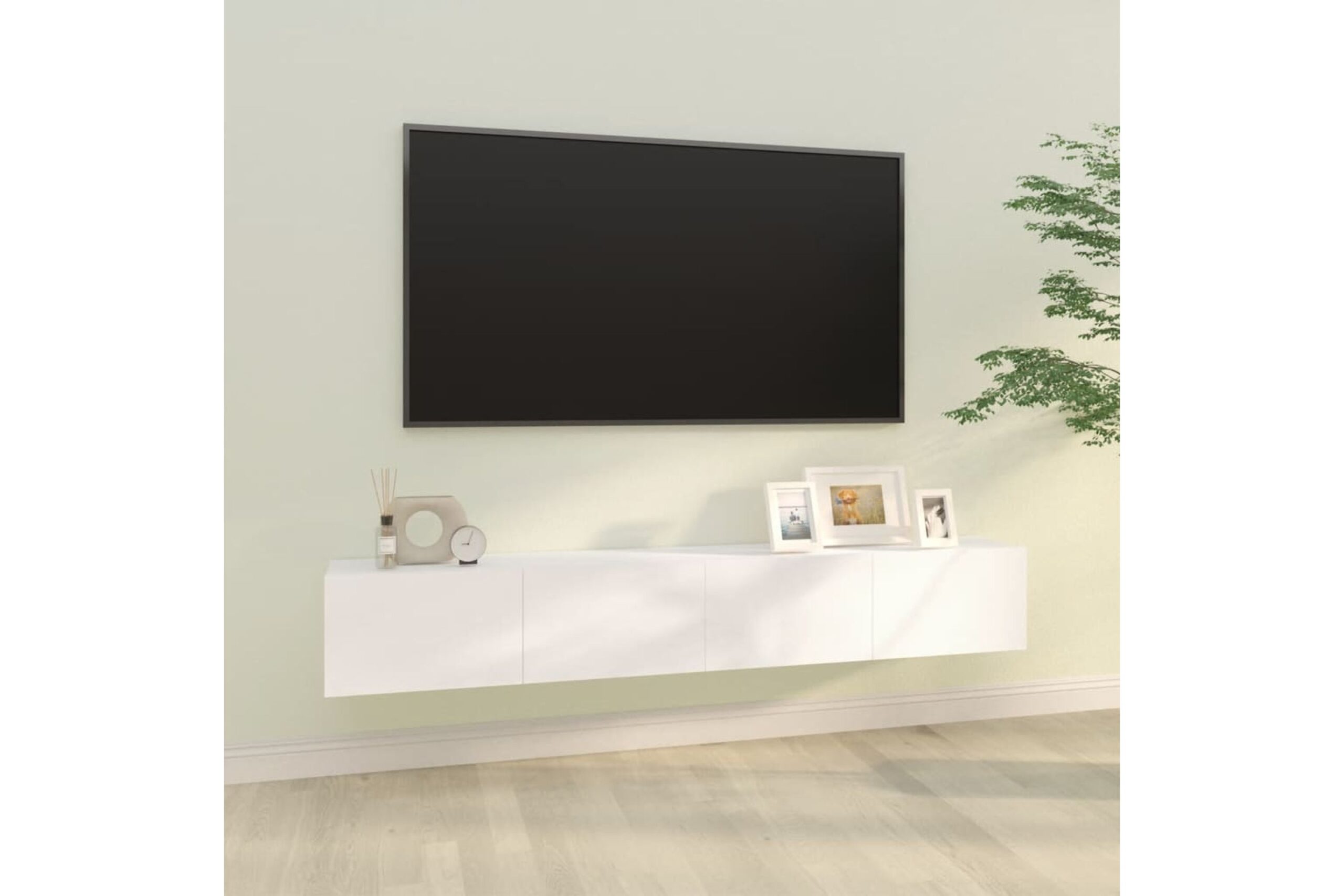 beBasic TV-seinäkaapit 2 kpl valkoinen 100x30x30 cm tekninen puu - Valkoinen