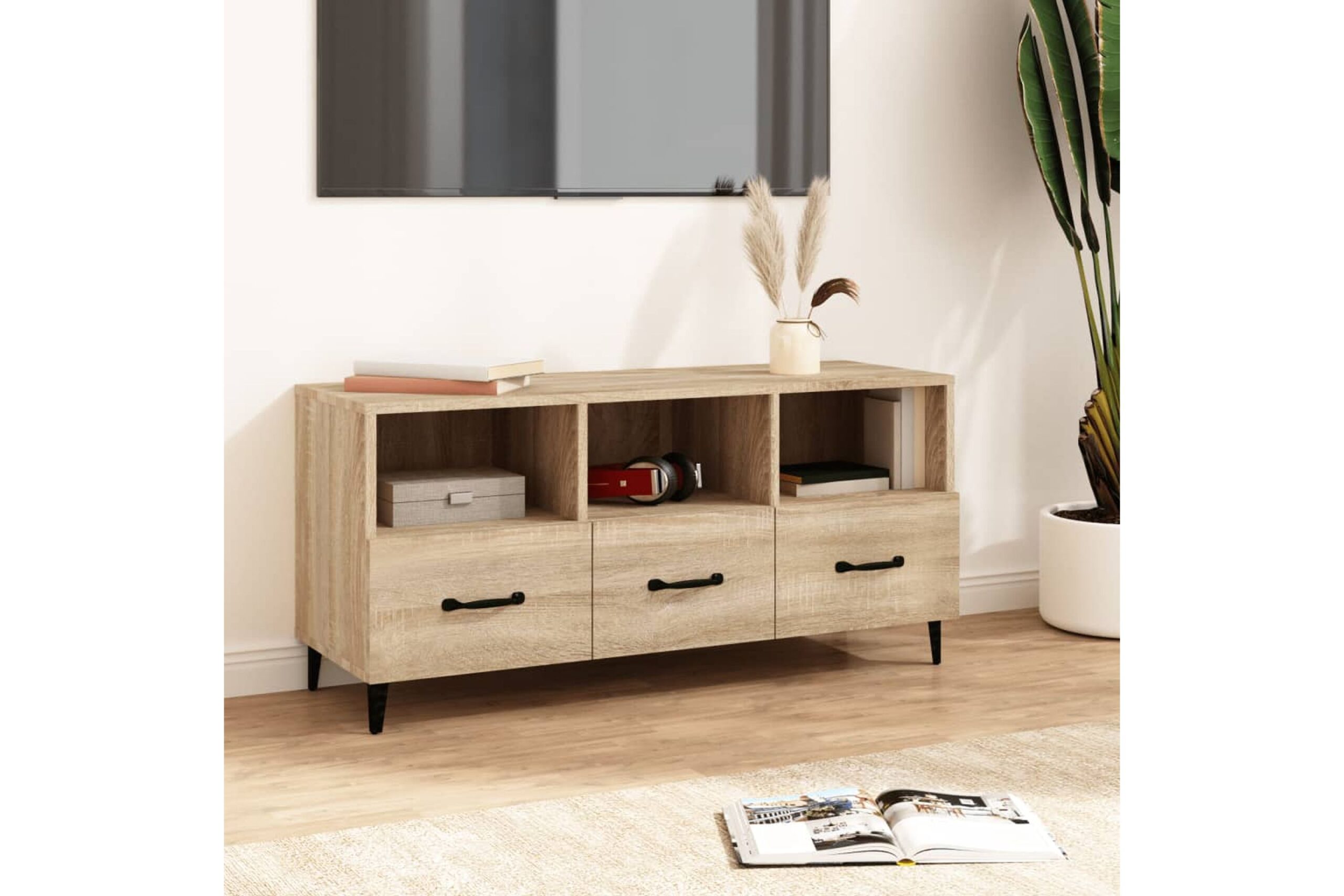 beBasic TV-taso Sonoma-tammi 102x35x50 cm tekninen puu - Ruskea