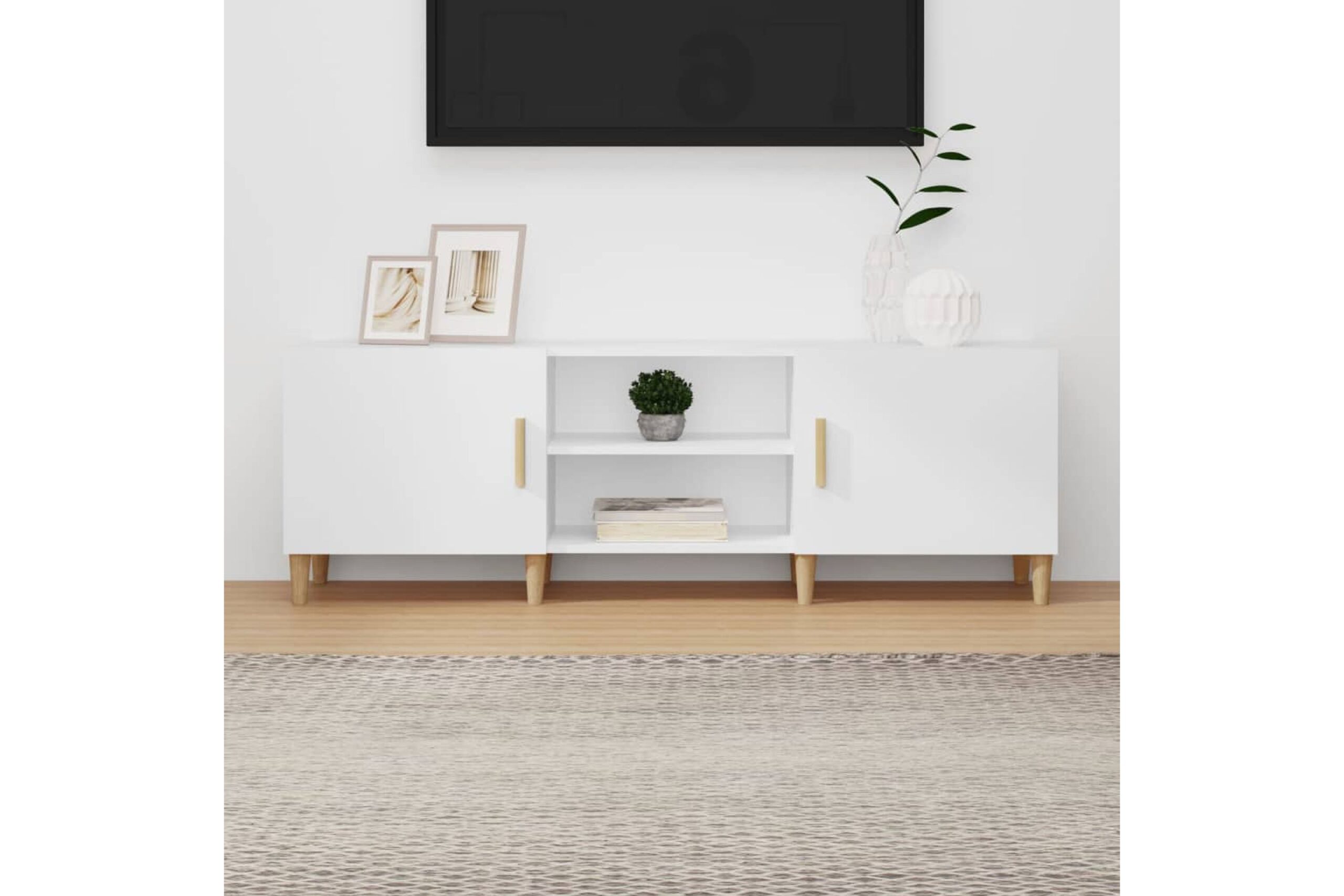 beBasic TV-taso valkoinen 150x30x50 cm tekninen puu - Valkoinen