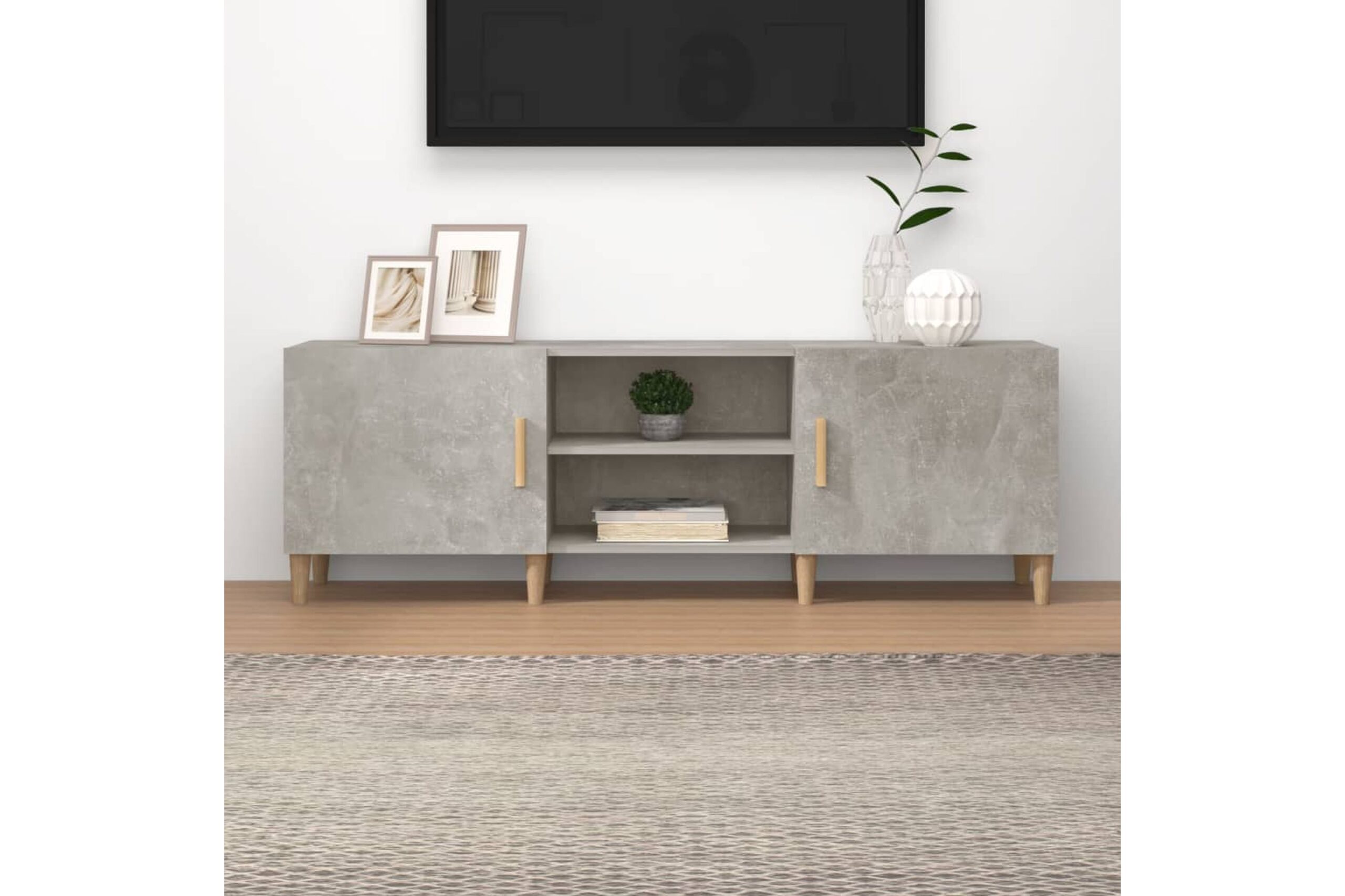 beBasic TV-taso betoninharmaa 150x30x50 cm tekninen puu - Harmaa