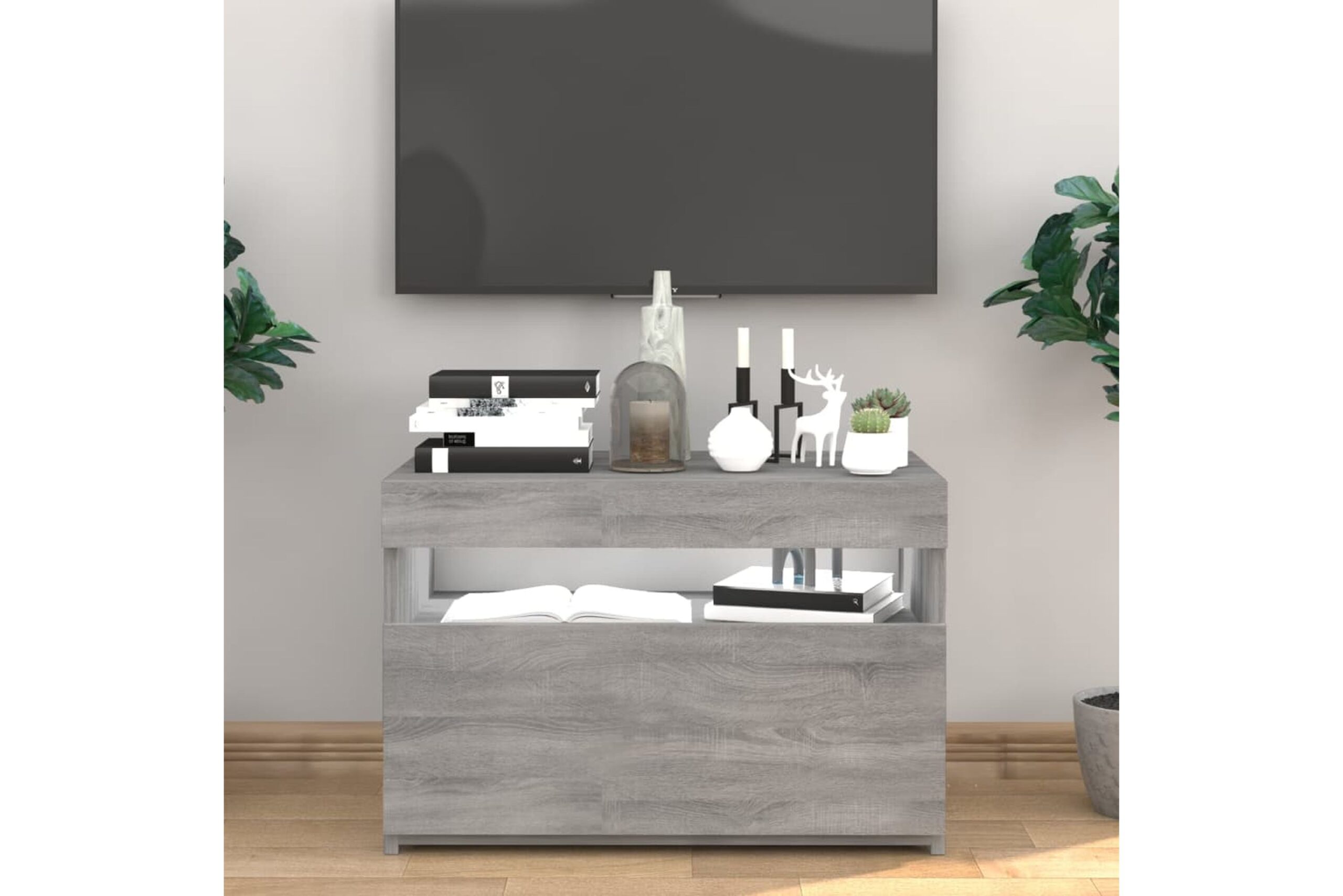 beBasic TV-taso LED-valoilla harmaa Sonoma 60x35x40 cm - Harmaa