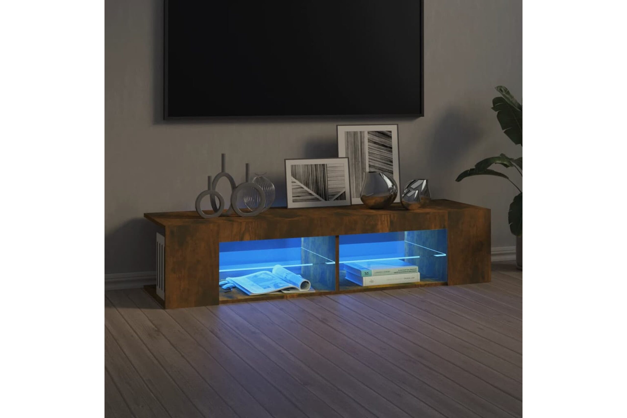 beBasic TV-taso LED-valoilla savutammi 135x39x30 cm - Ruskea