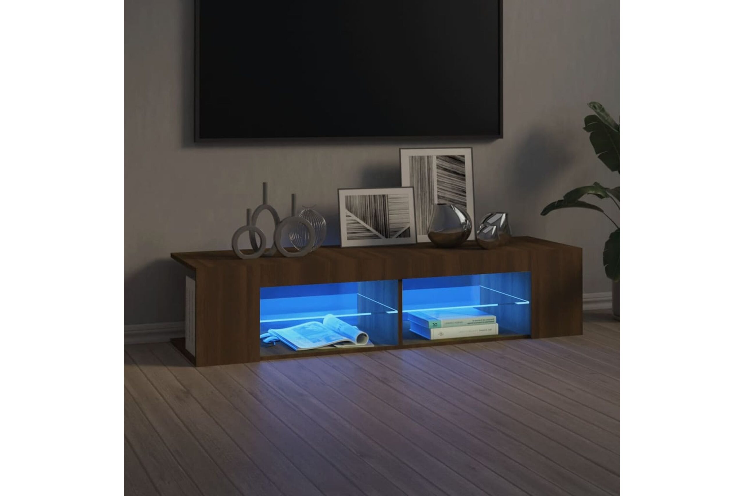 beBasic TV-taso LED-valoilla ruskea tammi 135x39x30 cm - Ruskea
