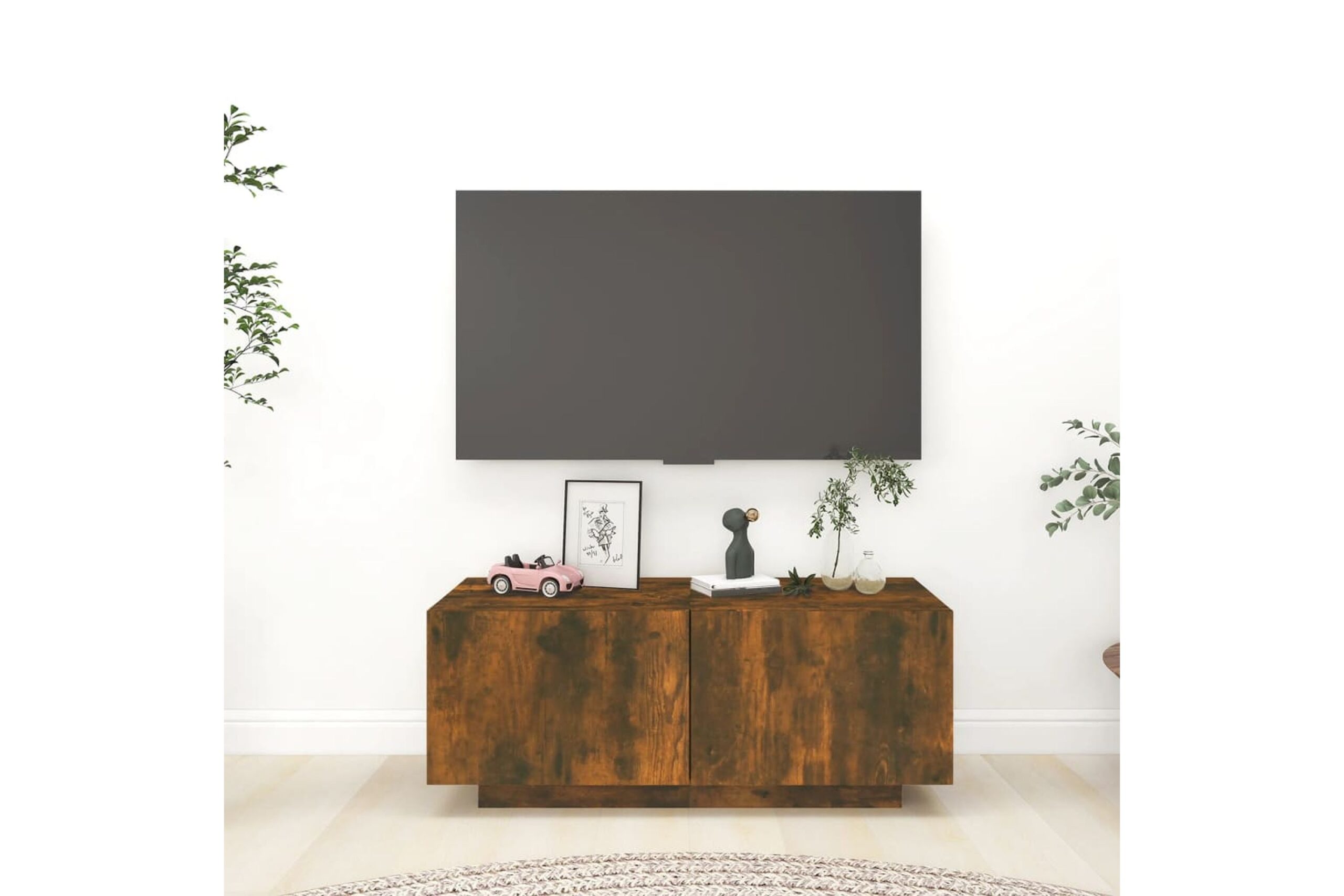beBasic TV-taso savutammi 100x35x40 cm tekninen puu - Ruskea