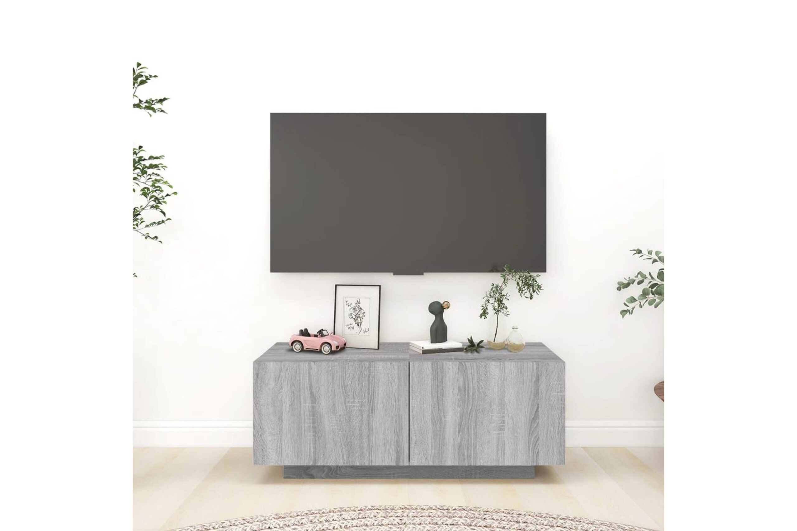 beBasic TV-taso harmaa Sonoma 100x35x40 cm tekninen puu - Harmaa