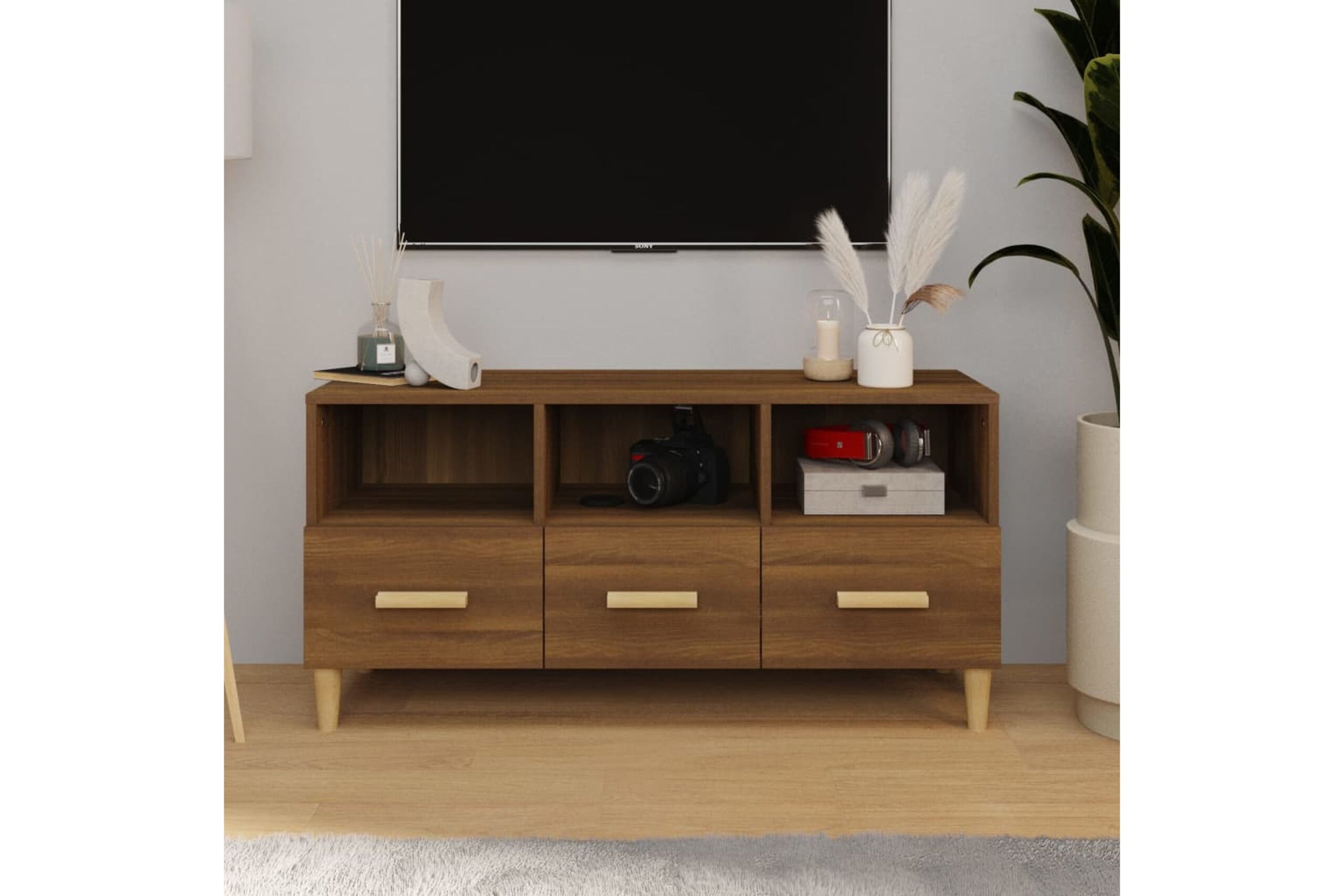 beBasic TV-taso ruskea tammi 102x36x50 cm tekninen puu - Ruskea