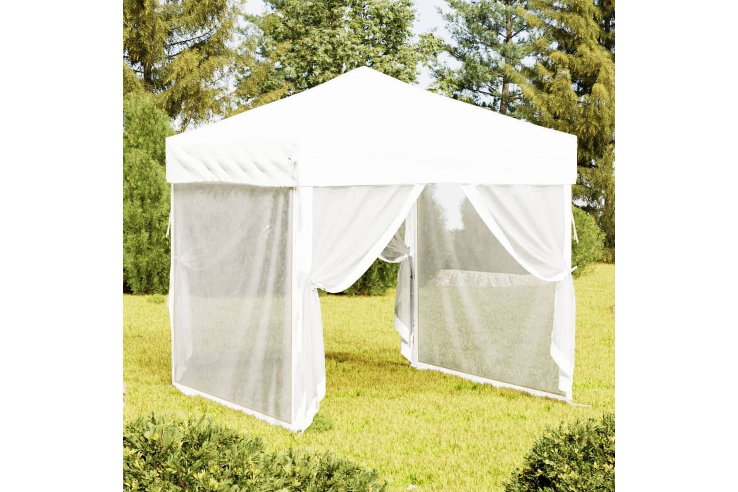 beBasic Kokoontaittuva juhlateltta sivuseinillä valkoinen 2x2 m - Valkoinen