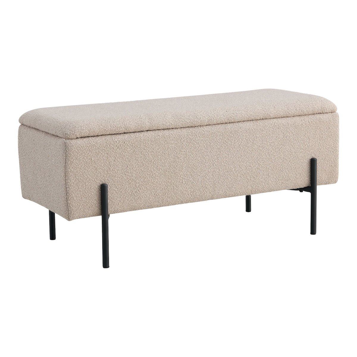 House Nordic Watford penkki säilytystilalla 100x36 cm beige HN1233, mustat jalat