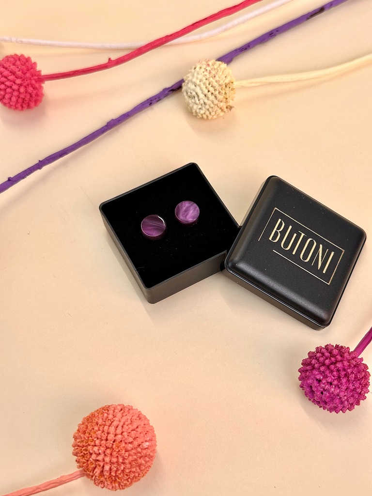 Butoni Konfetti nappikorvakorut, Marmori - Tummavioletti