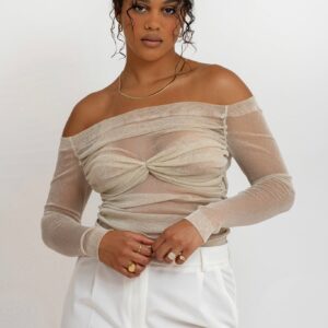 Shimmery Top Kultainen Beige