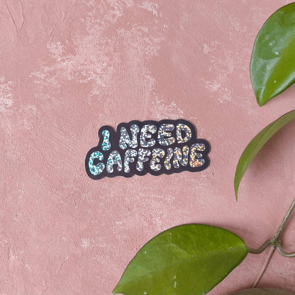 Pikku paperi I Need Caffeine tarra