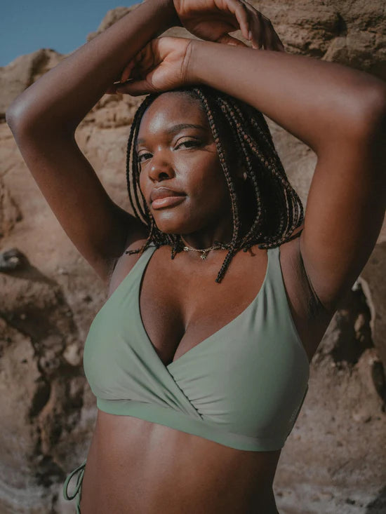 Istana Draped Bikini Top Army
