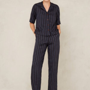 Morrigan Linen Blouse Blue Stripe