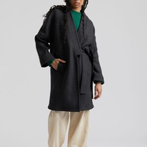 Kaia villasekoitteinen twill-takki Charcoal (hiilenvärinen)