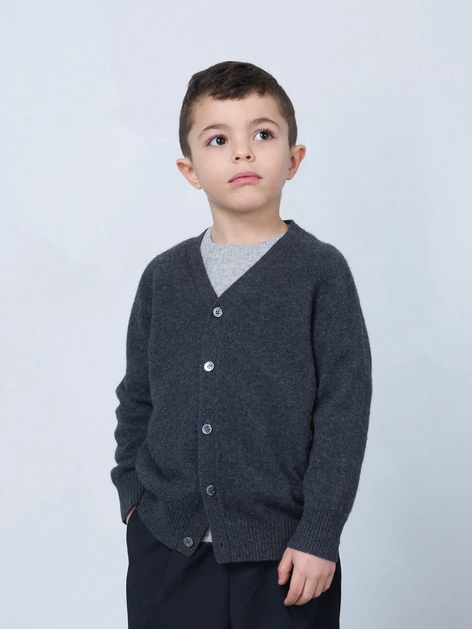 Kids Cashmere Cardigan Anthracite