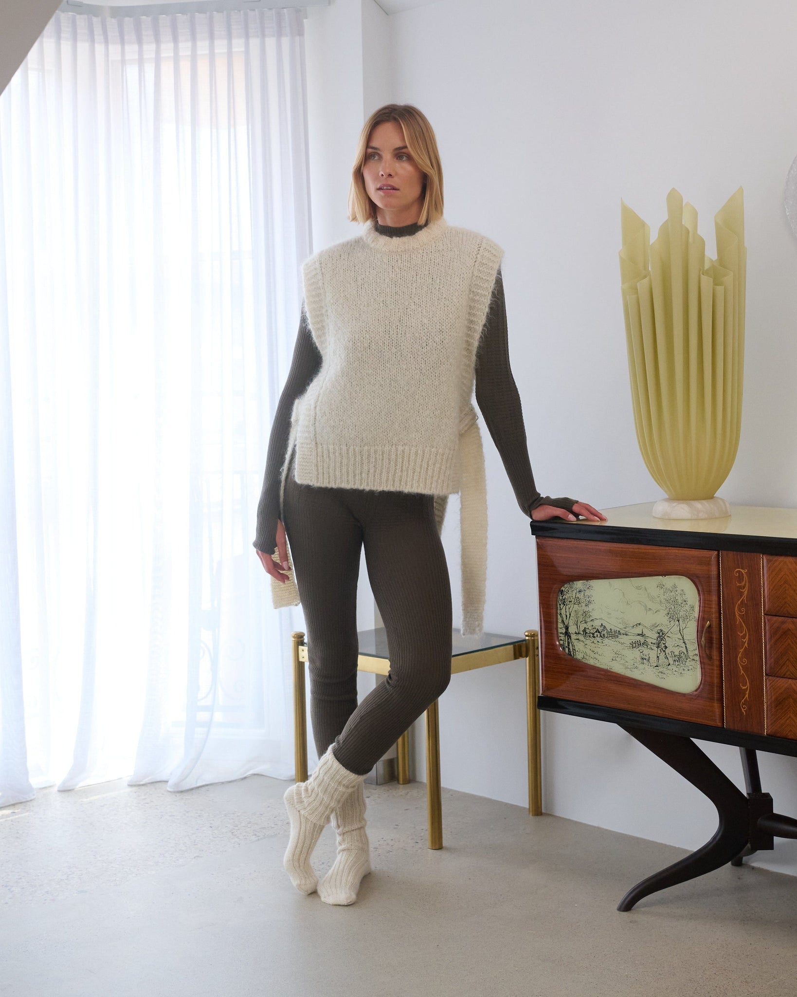 Kalvos Mohair Neuleliivi Sea Salt Valkoinen
