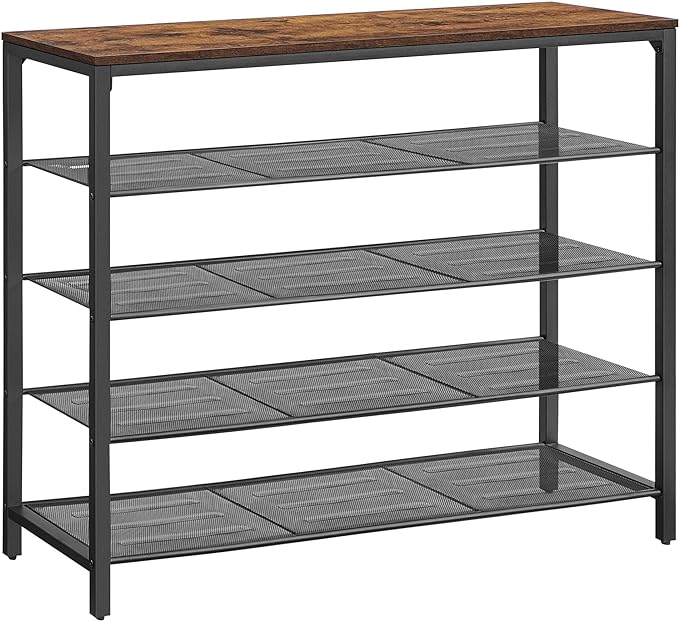 Kenkähylly Konsolipöytä, jossa 4 Verkko Hyllyä, Teollinen Muotoilu - Vintage Ruskea 120 x 30 x 92,5 cm