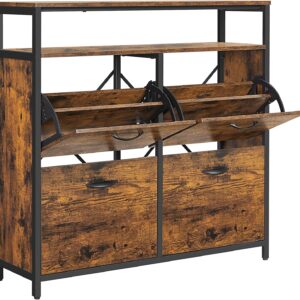 Kenkäkaappi 4 kielekkeellä 12-20 parille 98,3 x 30 x 95 cm Vintage ruskea-musta