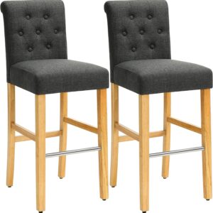2-pakkaiset baarituolit Istuinkorkeus 76 cm Pehmustettu selkänojalla - harmaa / luonnollinen