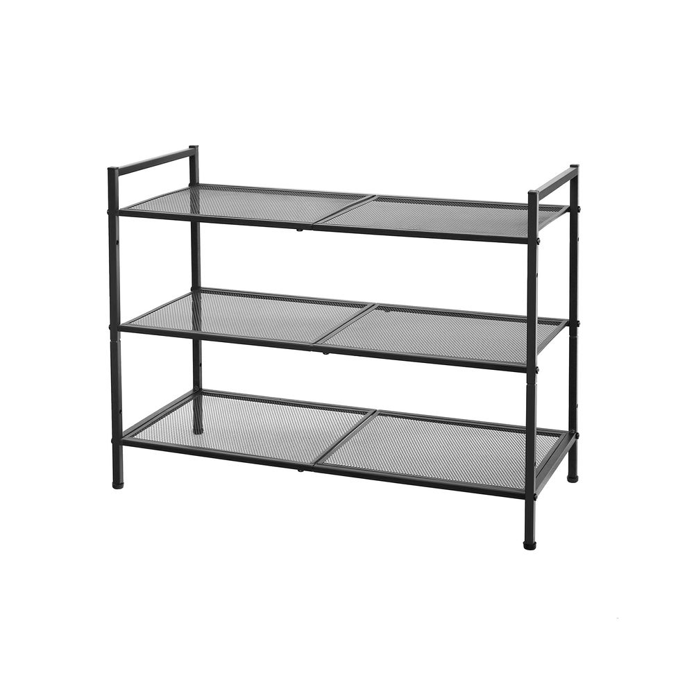 Kenkäteline 3-Tasoa Metalliverkko Musta 68 x 30 x 53 cm