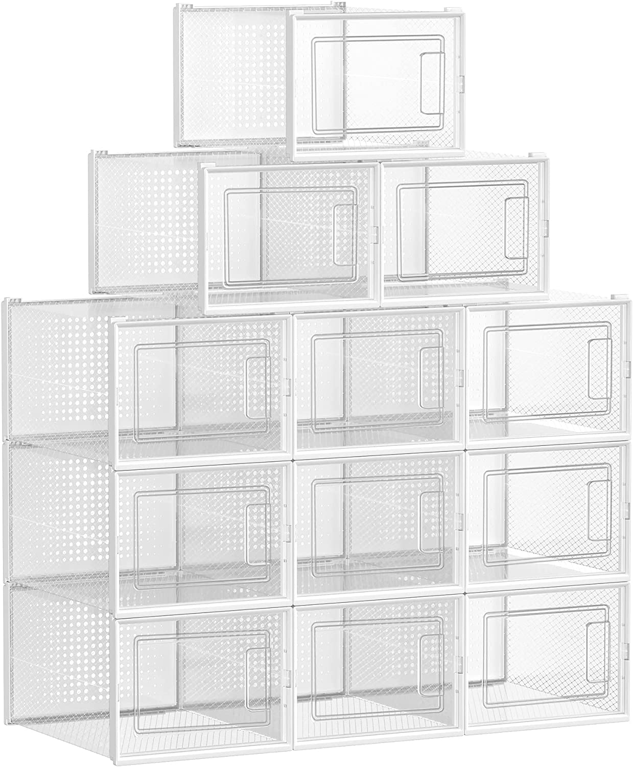 Koululaatikot x 12 Pinottava läpinäkyvä säilytystila kannella 24,5 x 31 x 17,5 cm