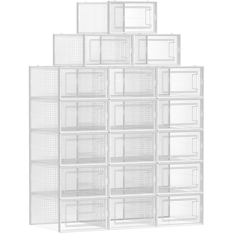 18x pinottavaa säilytyslaatikkoa kengille / pienille tavaroille läpinäkyvä 33,3 x 23 x 14 cm