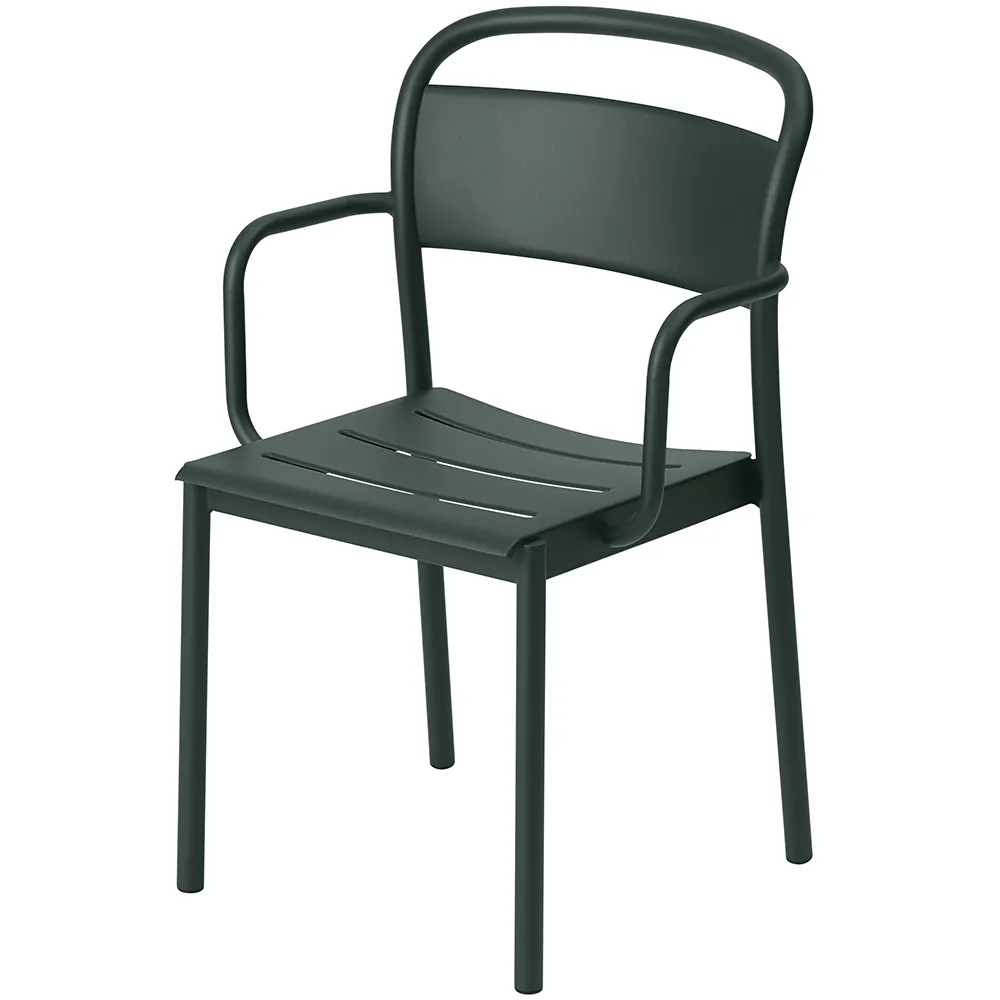 Muuto, Linear Steel Tuoli käsinojilla - Dark Green