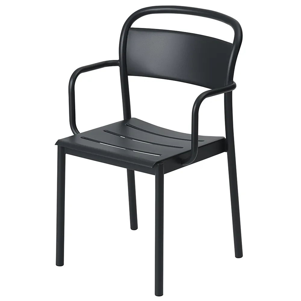 Muuto, Linear Steel Tuoli käsinojilla - Anthracite Black