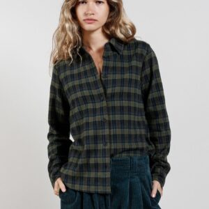 Kenji Organic Cotton Flannel Shirt Navy Check