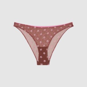 Mesh Bikini Briefs Mocha/Candy Pink