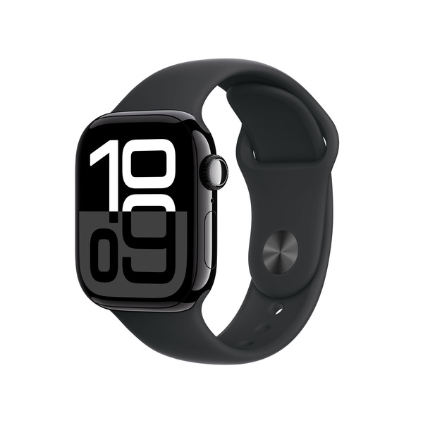 APPLE Watch Series 10 GPS 42mm Jet Black Aluminium Case with Black Sport Band - M/L