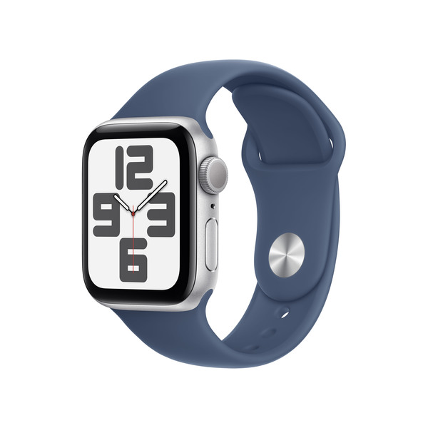 APPLE Watch SE GPS 40mm Silver Aluminium Case with Denim Sport Band - S/M