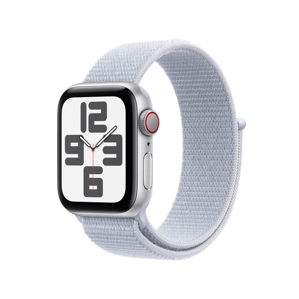 APPLE Watch SE GPS + Cellular 40mm Silver Aluminium Case with Blue Cloud Sport Loop