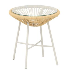 Mooda Cane pyöreä pöytä Ø45 cm luonnonväri/greige
