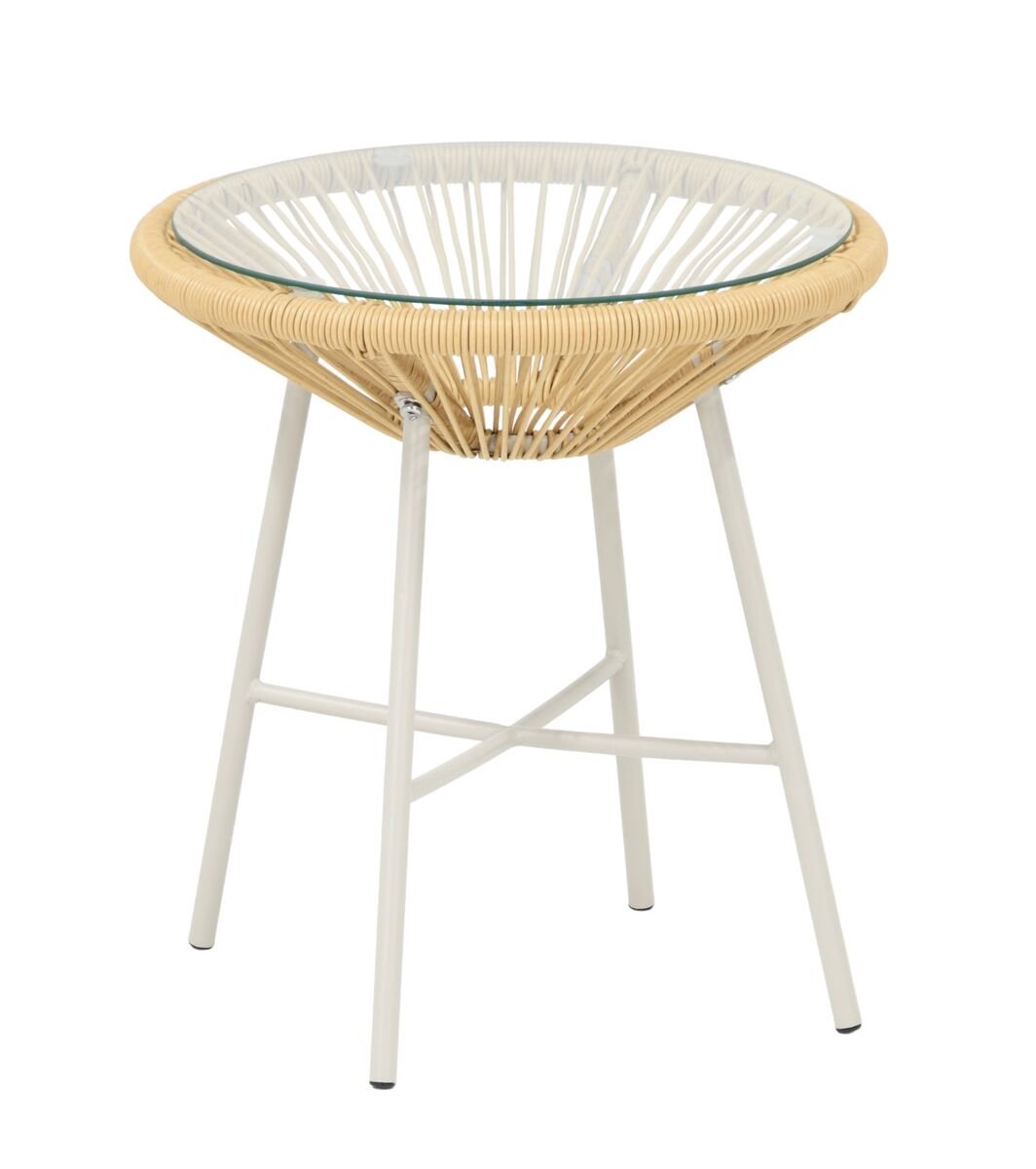 Mooda Cane pyöreä pöytä Ø45 cm luonnonväri/greige