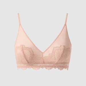 Lace Mesh Triangle Bralette Nude