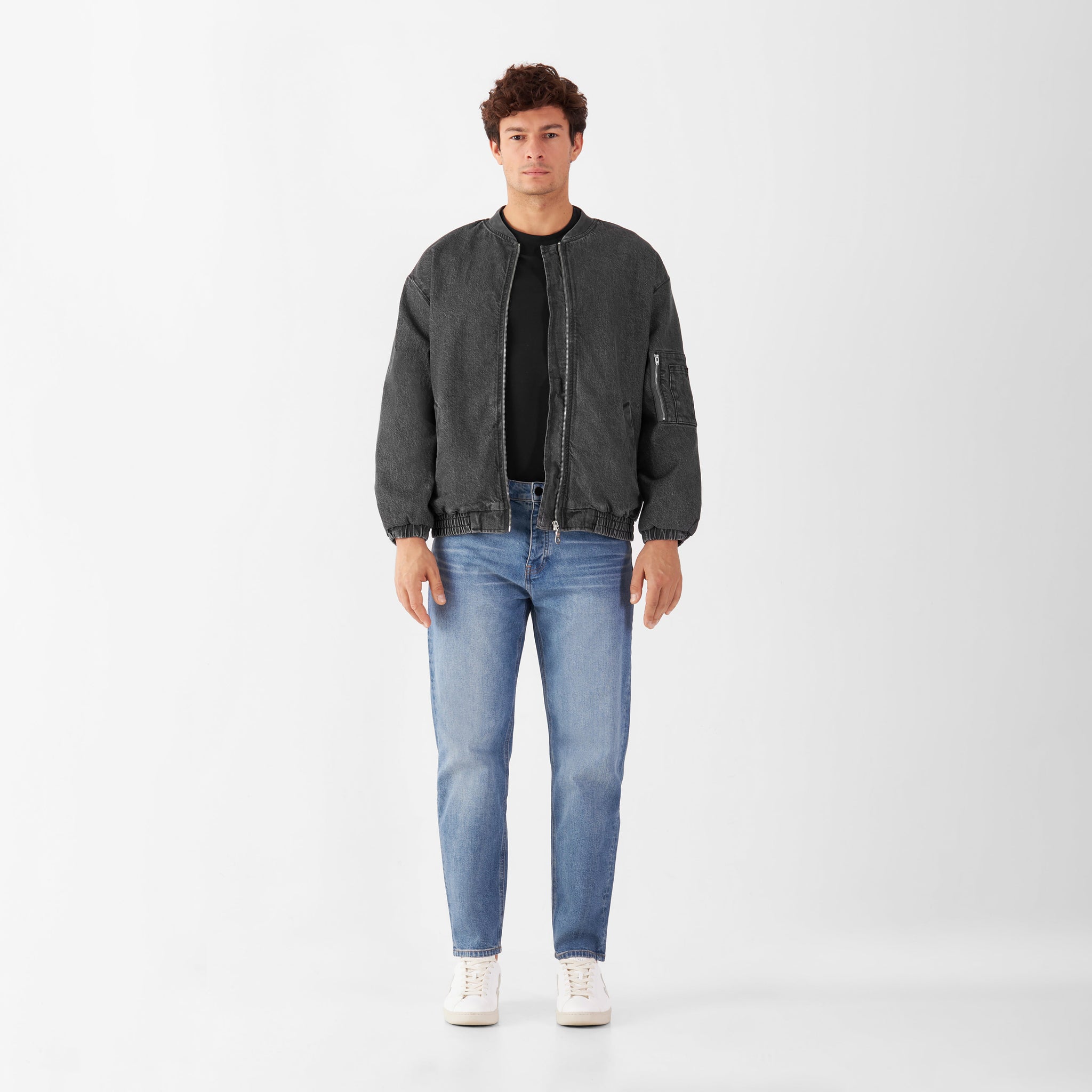 Peacer Denim Jacket Dark Grey