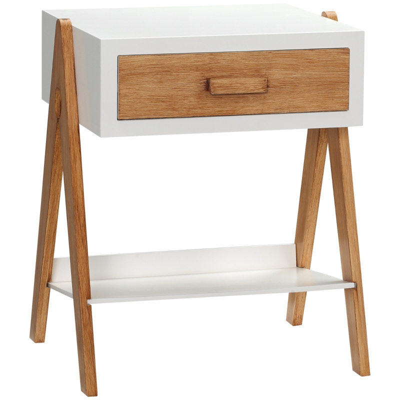 Sivupöytä Scandi Design 1 laatikko 1 hylly valkoinen - ruskea